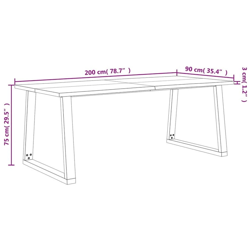 Table de salle à manger en bois d'acacia massif