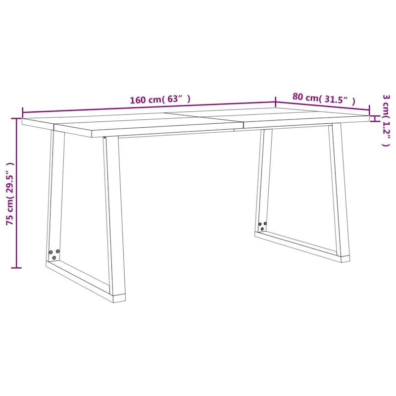 Table de salle à manger en bois d'acacia massif
