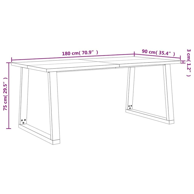 Table de salle à manger en bois d'acacia massif