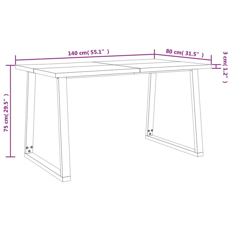 Table de salle à manger en bois d'acacia massif