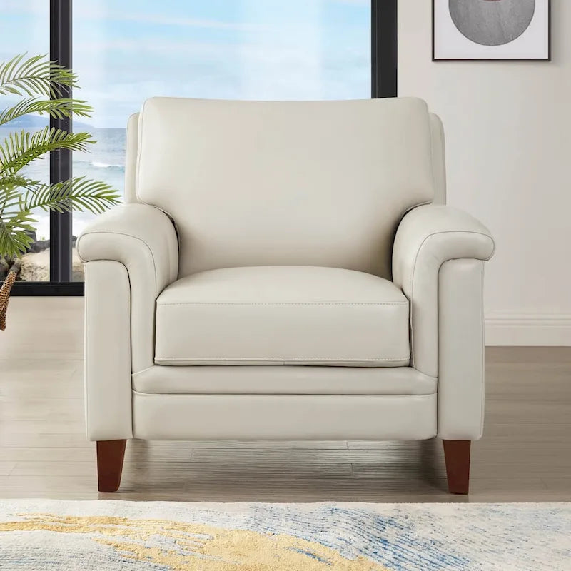 Chaise en cuir de vachette pleine fleur avec mousse à mémoire de forme et ressorts