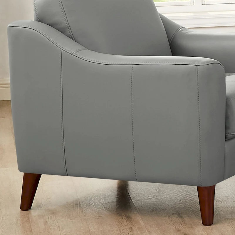 Chaise en cuir de vachette pleine fleur avec mousse à mémoire de forme et ressorts