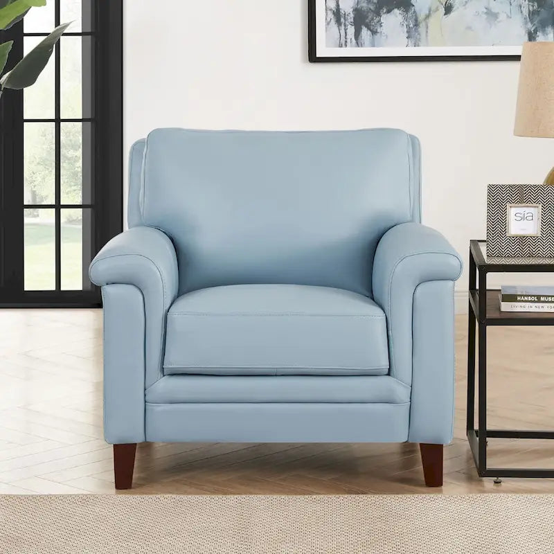 Chaise en cuir de vachette pleine fleur avec mousse à mémoire de forme et ressorts