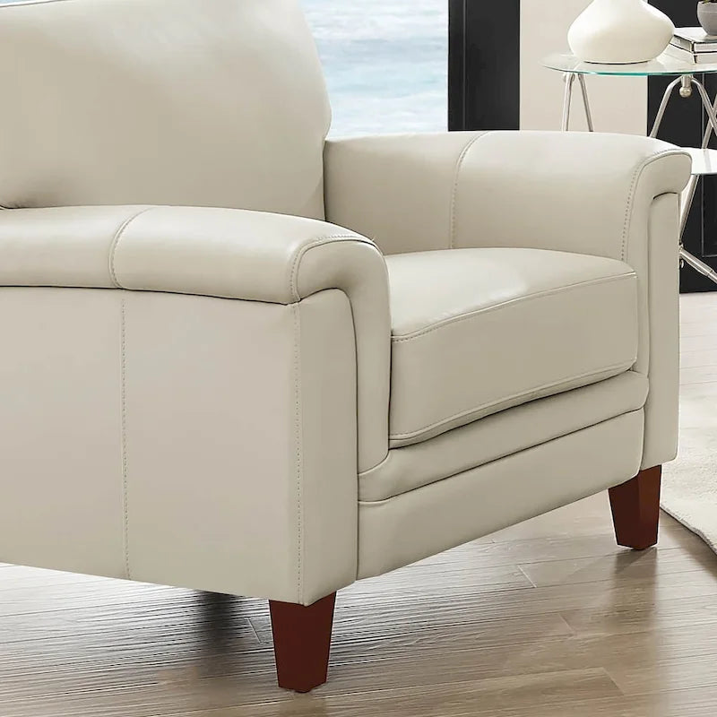 Chaise en cuir de vachette pleine fleur avec mousse à mémoire de forme et ressorts