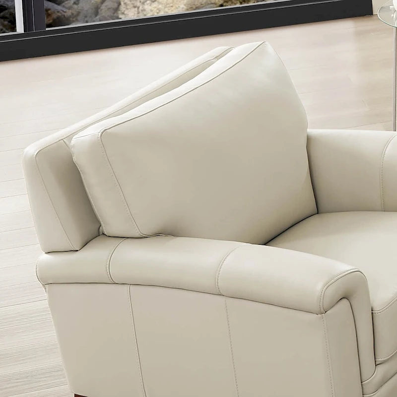 Chaise en cuir de vachette pleine fleur avec mousse à mémoire de forme et ressorts