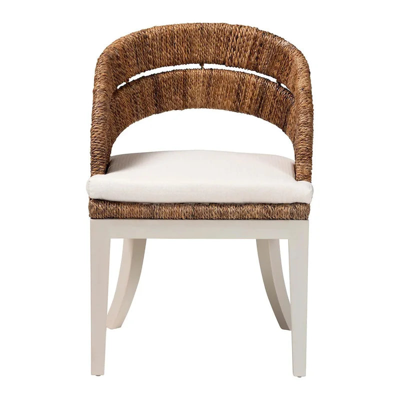 Chaises de salle à manger bohèmes en algues naturelles et acajou