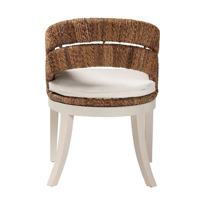 Chaises de salle à manger bohèmes en algues naturelles et acajou