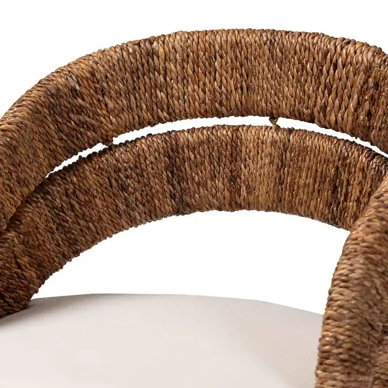 Chaises de salle à manger bohèmes en algues naturelles et acajou