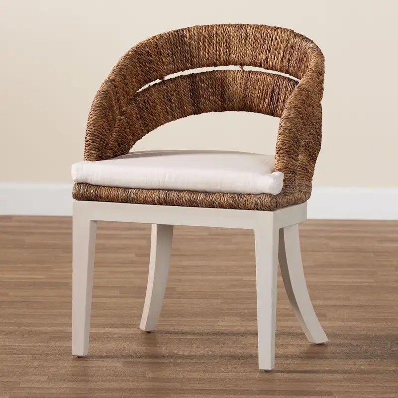 Chaises de salle à manger bohèmes en algues naturelles et acajou