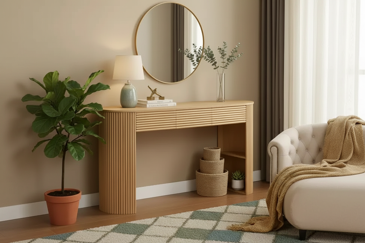 Japandi Living Room Console Table 16:9